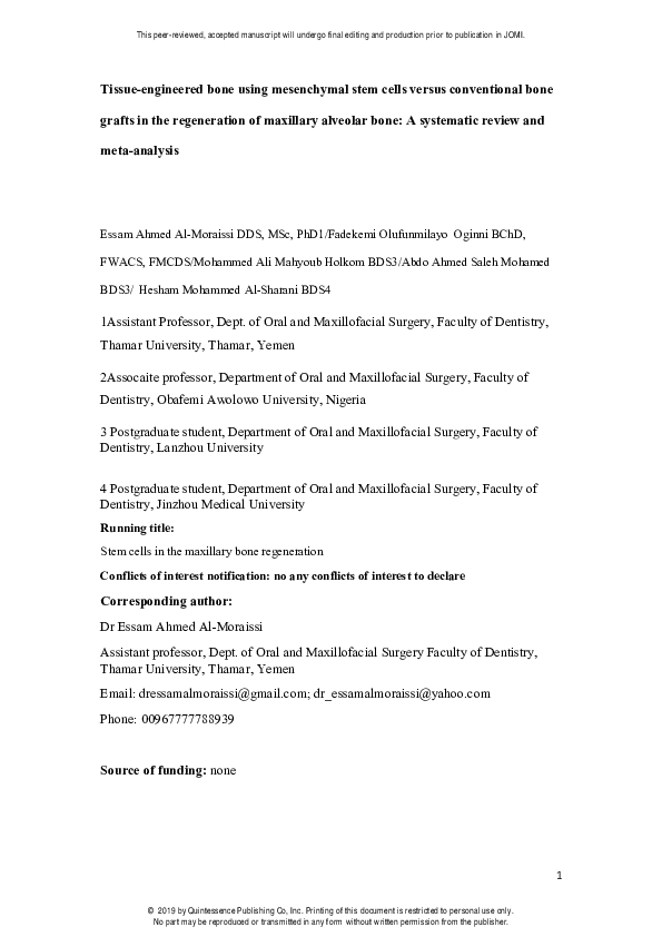 (PDF) Tissue-engineered bone using mesenchymal stem cells versus ...