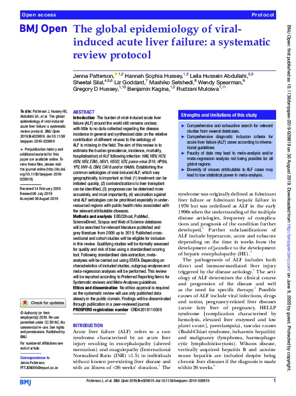 (PDF) The global epidemiology of viral-induced acute liver failure: a ...