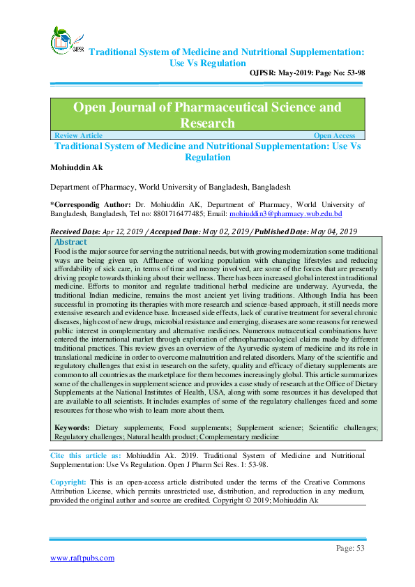 (PDF) Traditional System of Medicine and Nutritional Supplementation ...