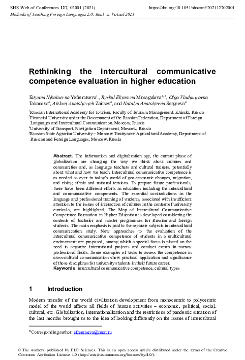 (PDF) Rethinking the intercultural communicative competence evaluation ...