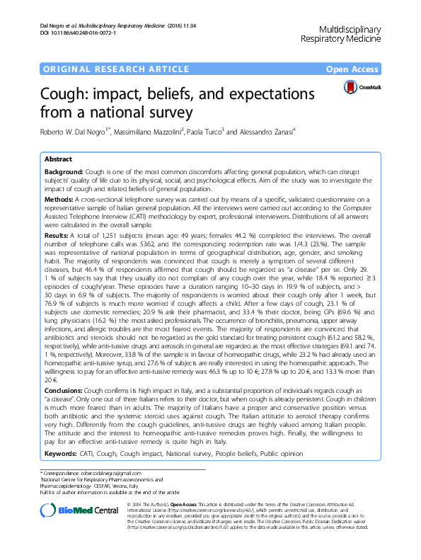 (PDF) Cough: impact, beliefs, and expectations from a national survey