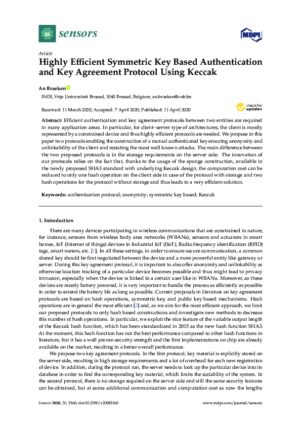 (PDF) Highly Efficient Symmetric Key Based Authentication and Key ...