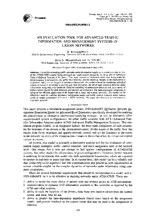 PDF) An evaluation tool for advanced traffic information and