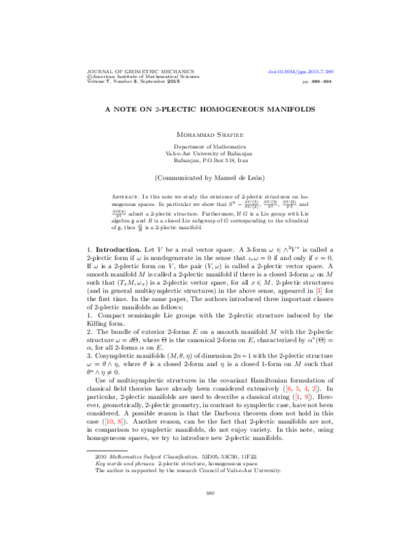 (PDF) A note on $2$-plectic homogeneous manifolds