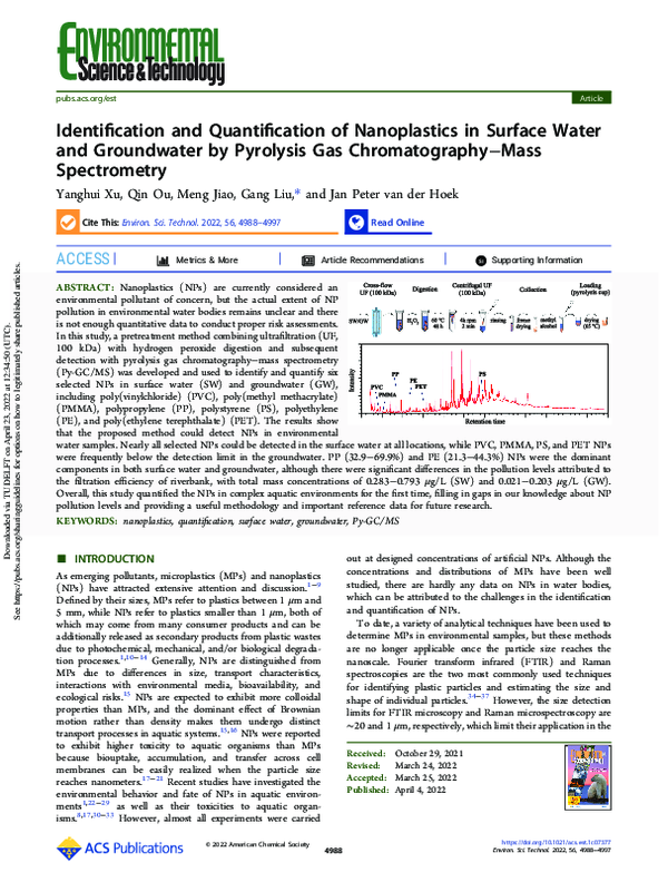 (PDF) Identification and Quantification of Nanoplastics in Surface