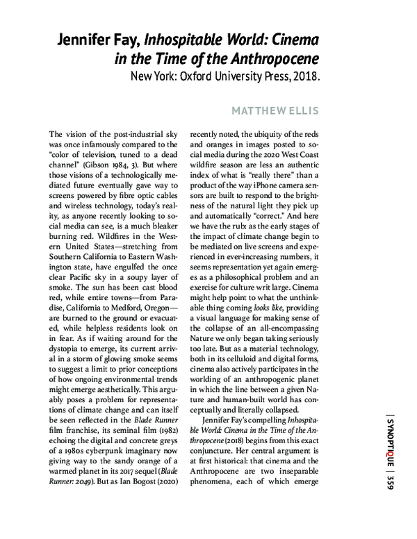 (PDF) Book Review- Inhospitable World Cinema in the Time of the ...