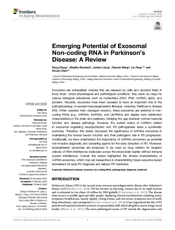 (PDF) Emerging Potential of Exosomal Non-coding RNA in Parkinson’s ...