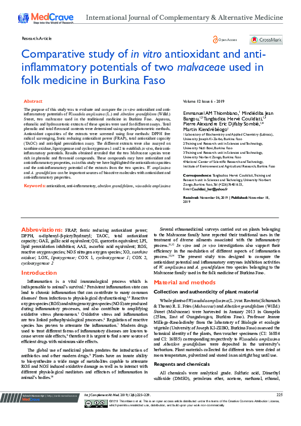 (PDF) Comparative study of in vitro antioxidant and anti-inflammatory ...