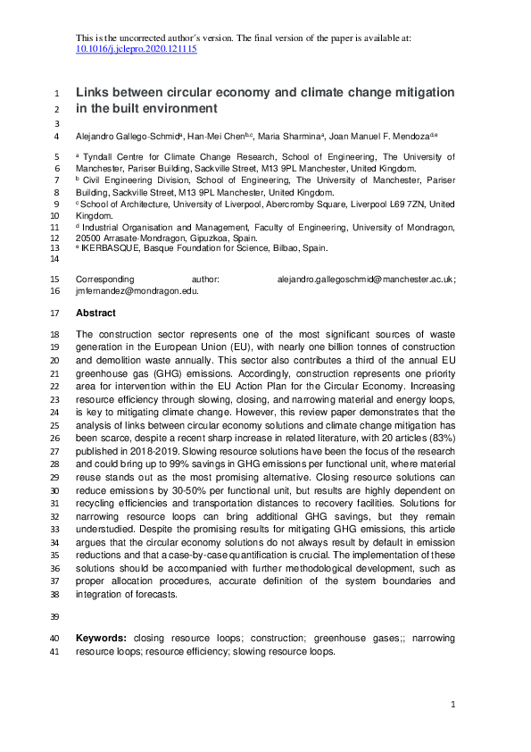 (PDF) Links between circular economy and climate change mitigation in ...