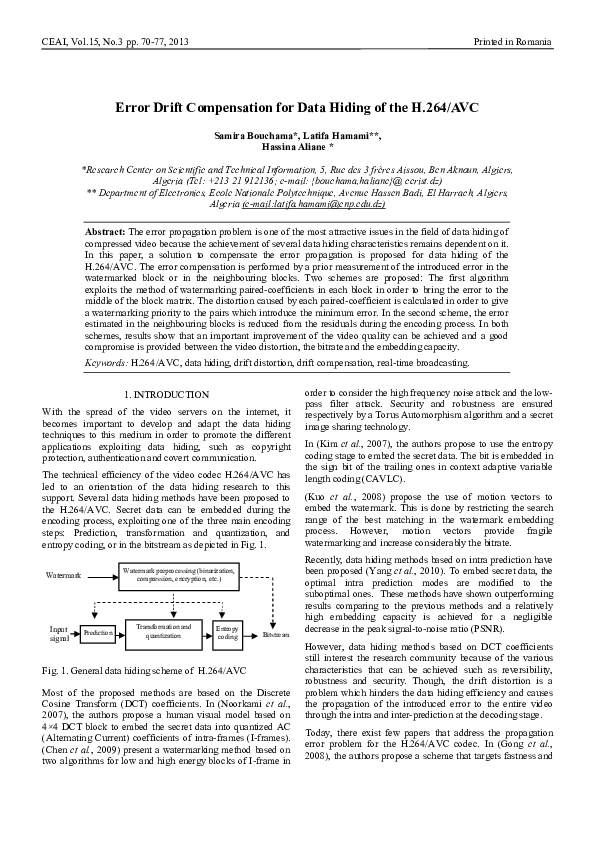 (PDF) Error drift compensation for data hiding of the H.264/AVC