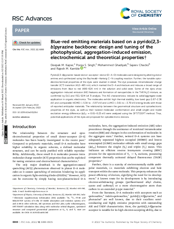 (PDF) Blue-red emitting materials based on a pyrido[2,3-b]pyrazine ...