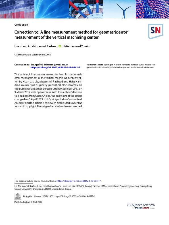 (PDF) Correction to: A line measurement method for geometric error ...