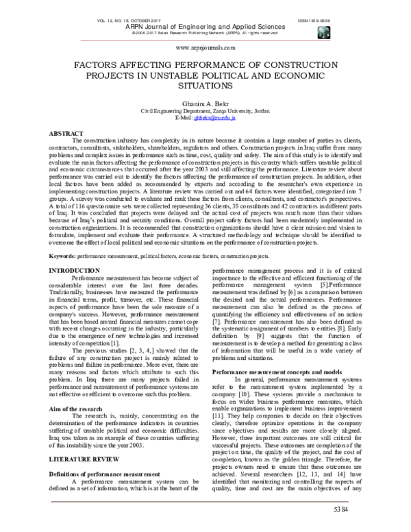 (PDF) Factors Affecting Performance of Construction Projects in ...