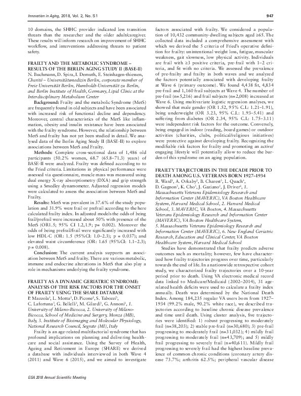 (PDF) Frailty as a Dynamic Geriatric Syndrome: Analysis of the Risk ...
