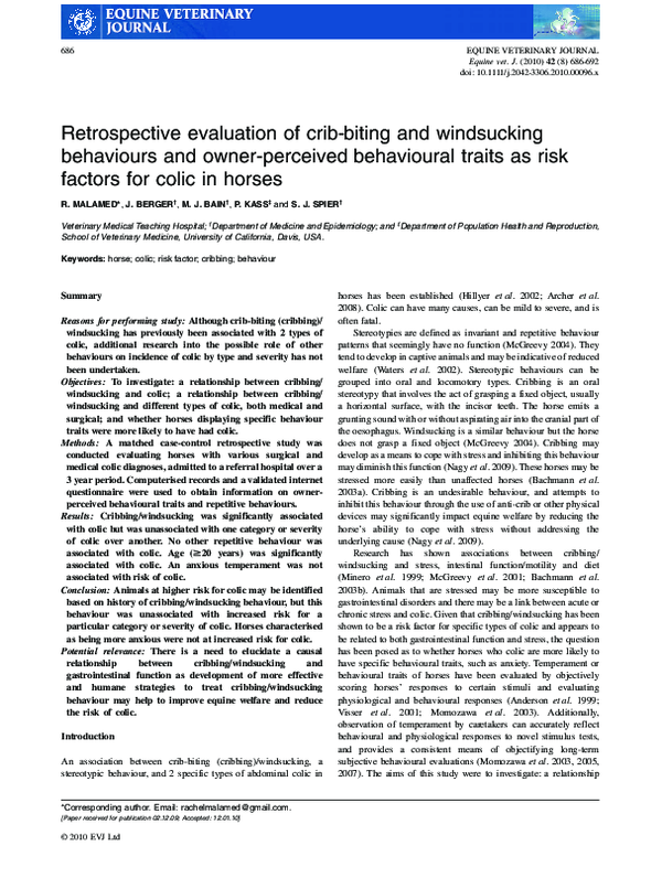 (PDF) Retrospective evaluation of cribbiting and windsucking
