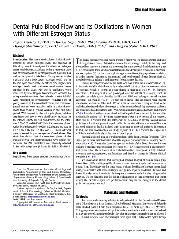 (PDF) Dental Pulp Blood Flow and Its Oscillations in Women with ...