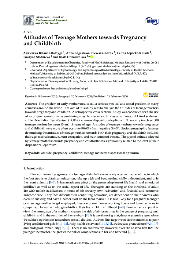 (PDF) Attitudes of Teenage Mothers towards Pregnancy and Childbirth