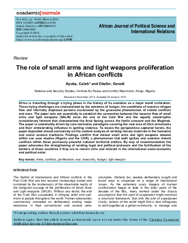 (PDF) The Role of Small Arms and Light Weapons Proliferation in African ...