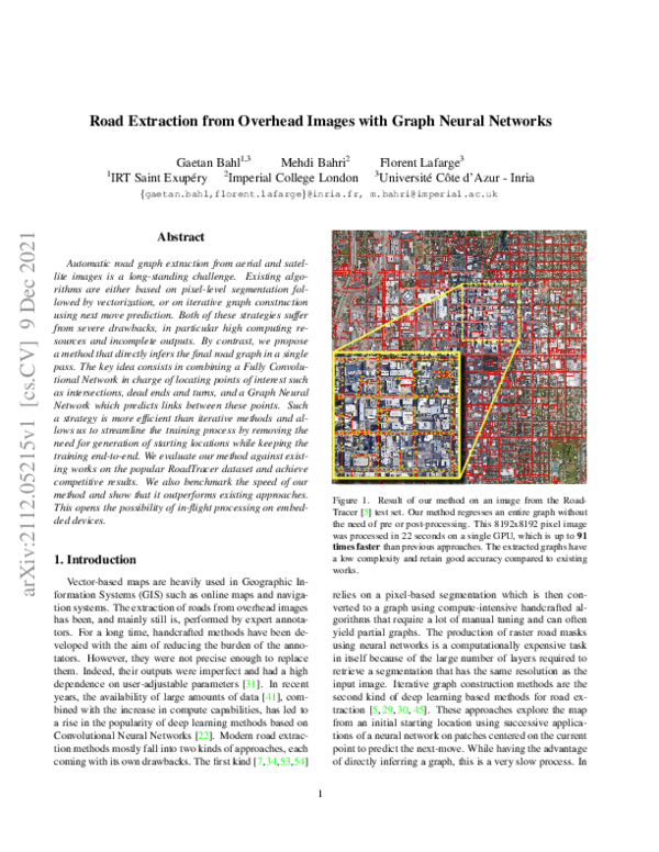 (PDF) Road Extraction from Overhead Images with Graph Neural Networks