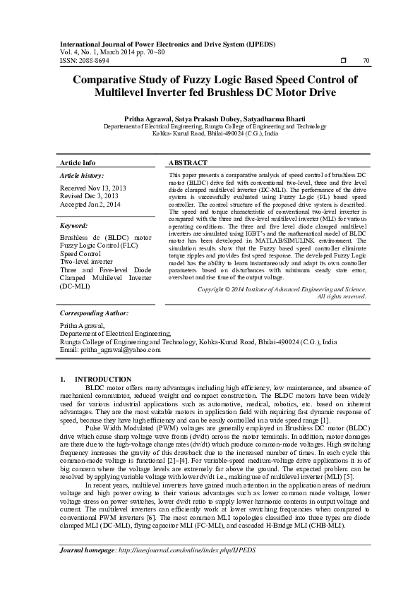 (PDF) Comparative Study of Fuzzy Logic Based Speed Control of ...