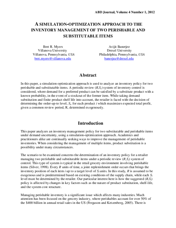 (PDF) A Simulation-Optimization Approach to the Inventory Management of ...