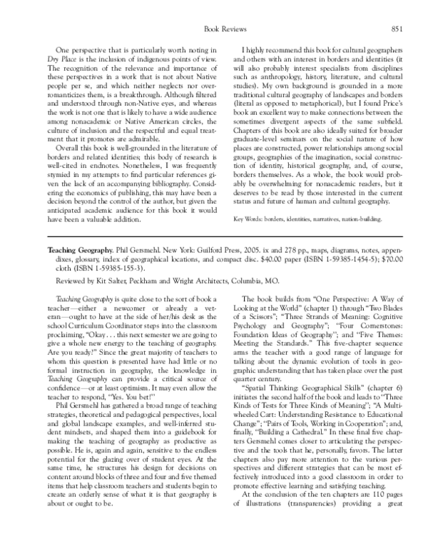 (PDF) Teaching Geography Philip Gersmehl Academia.edu