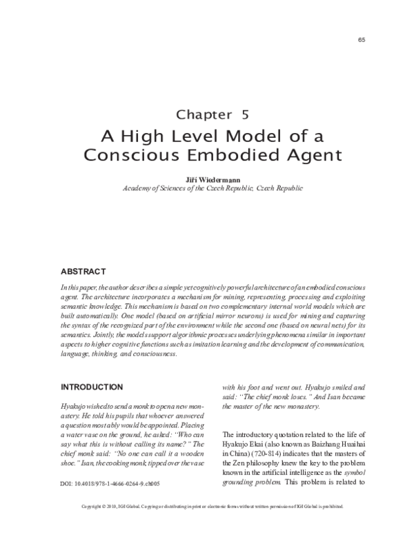 (PDF) A high level model of a conscious embodied agent