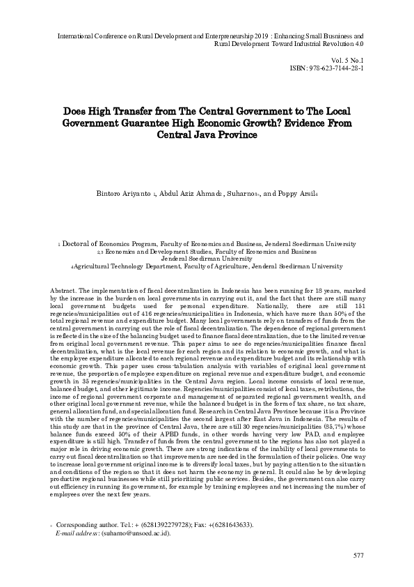 (PDF) Does High Transfer from the Central Government to the Local ...