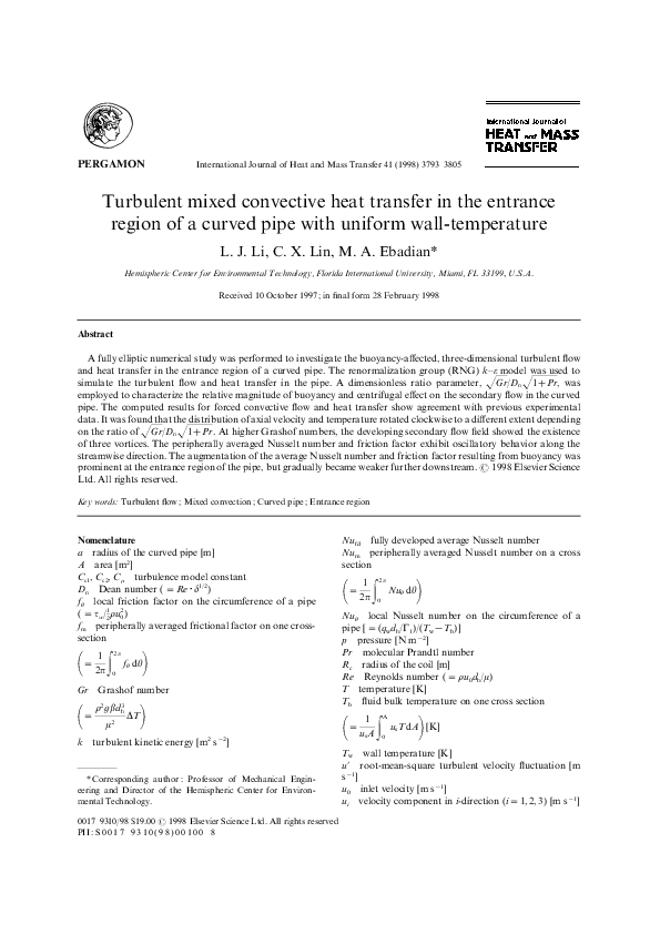 (PDF) Turbulent mixed convective heat transfer in the entrance region ...