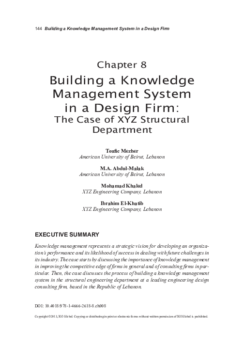 (PDF) Building a Knowledge Management System in a Design Firm
