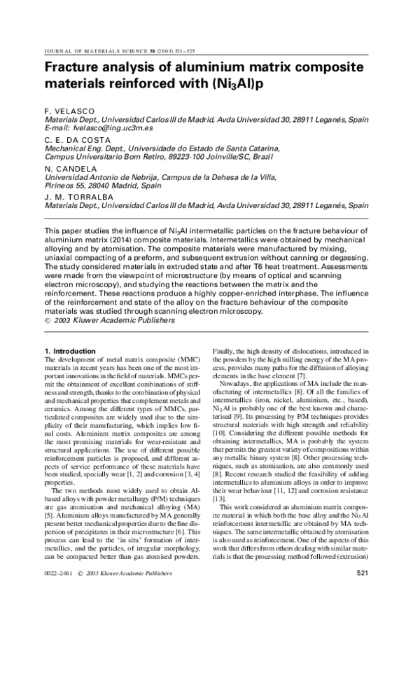 (PDF) Fracture analysis of aluminium matrix composite materials ...