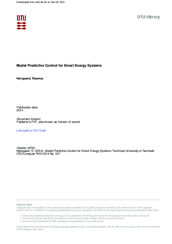 (PDF) Distributed Model Predictive Control for Smart Energy Systems