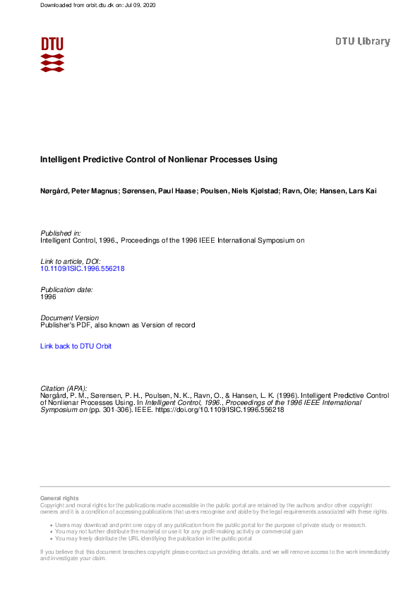 (PDF) Intelligent predictive control of nonlinear processes using ...
