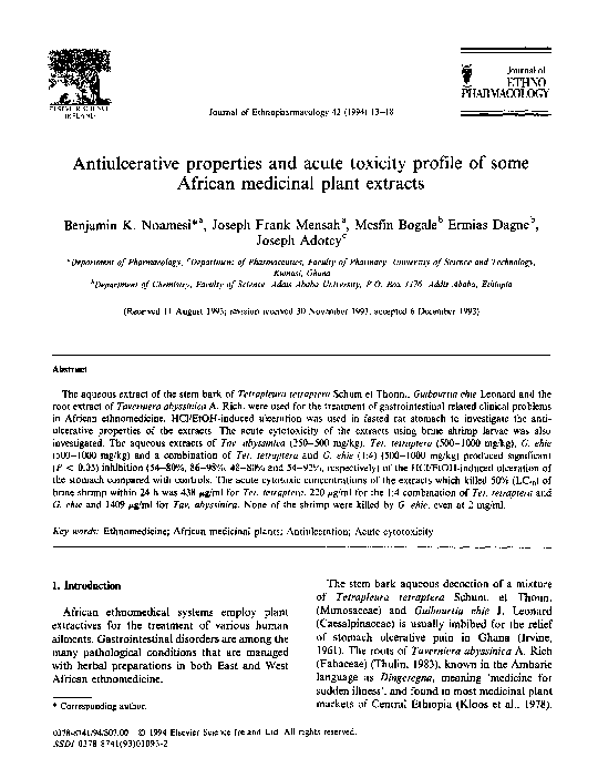 (PDF) Antiulcerative properties and acute toxicity profile of some ...