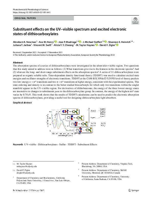 PDF) Substituent effects on the UV–visible spectrum and