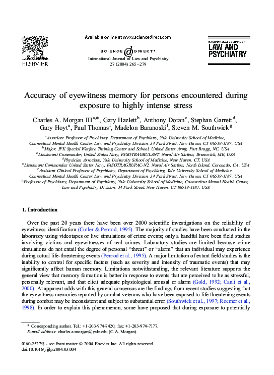 (PDF) Accuracy of eyewitness memory for persons encountered during ...
