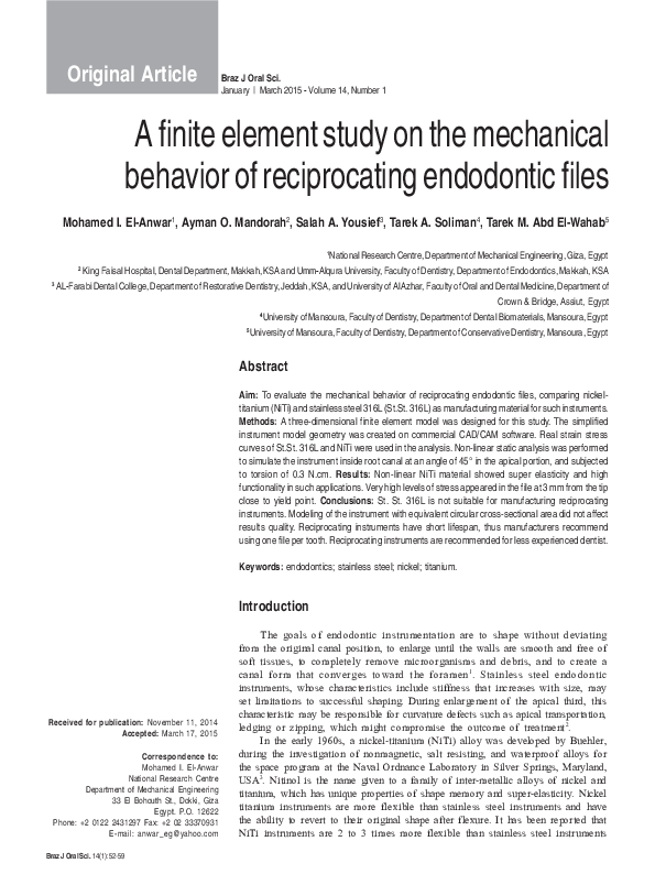 (PDF) A finite element study on the mechanical behavior of ...