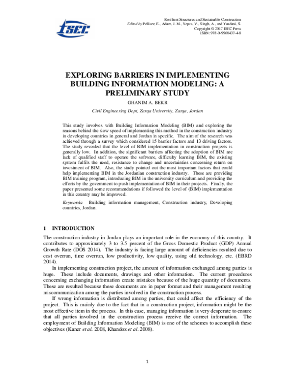 (PDF) Exploring Barriers in Implementing Building Information Modeling ...