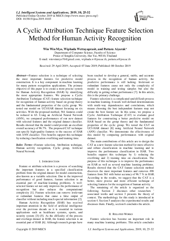 (PDF) A Cyclic Attribution Technique Feature Selection Method for Human ...
