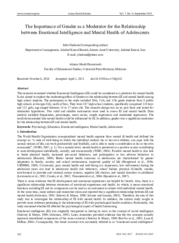 (PDF) The Importance of Gender as a Moderator for the Relationship ...