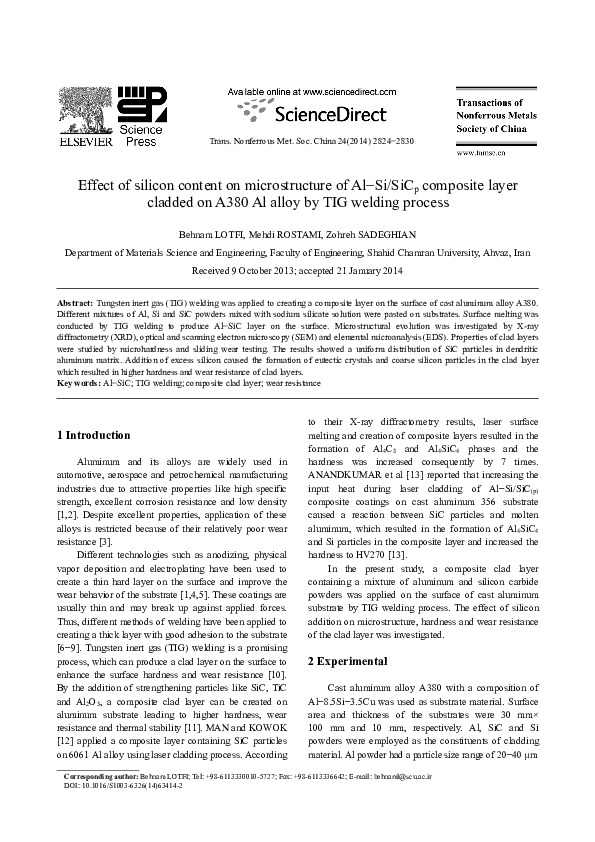 (PDF) Effect of silicon content on microstructure of Al-Si/SiCp ...