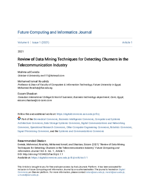 (PDF) Review of Data Mining Techniques for Detecting Churners in the ...
