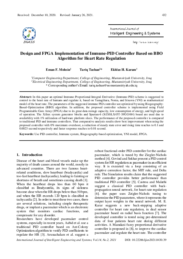 (PDF) Design and FPGA Implementation of Immune-PID Controller Based on ...