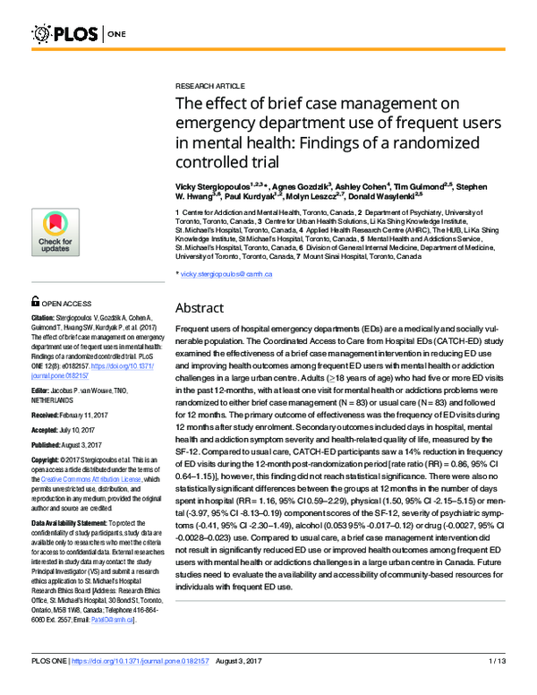 (PDF) The effect of brief case management on emergency department use ...