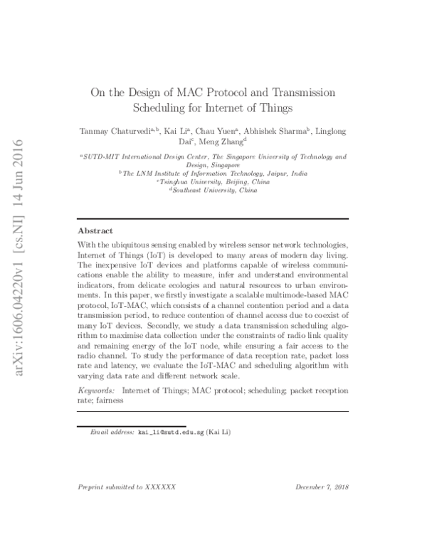 (PDF) On the design of MAC protocol and transmission scheduling for ...