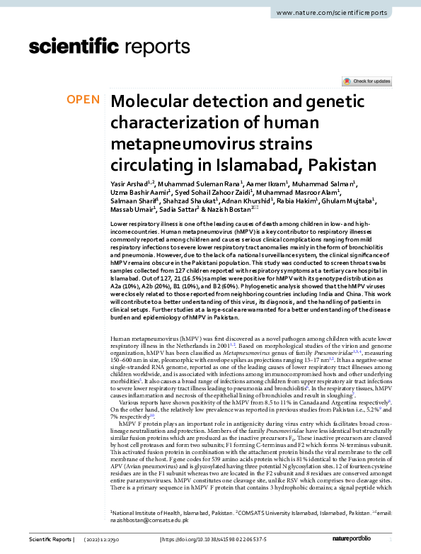 (PDF) Molecular detection and genetic characterization of human ...