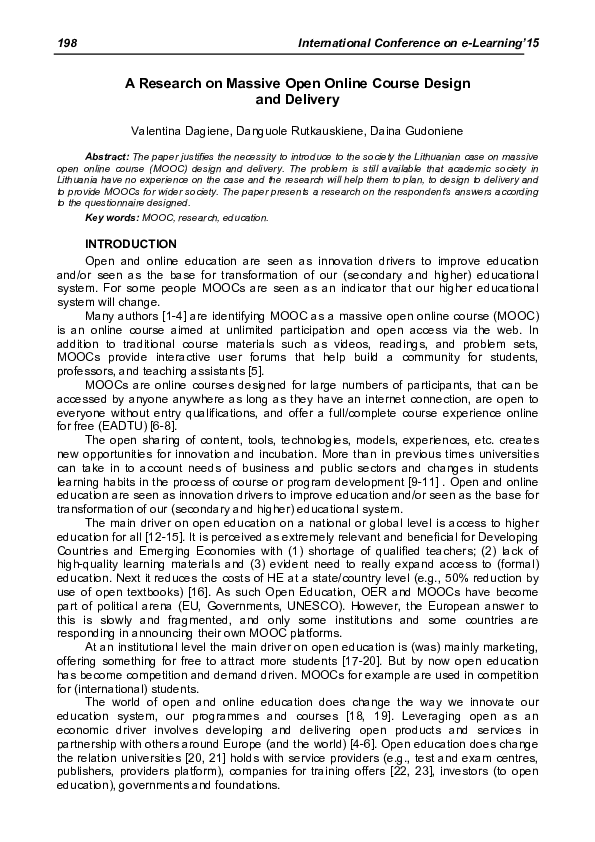 (PDF) A Research on Massive Open Online Course Design and Delivery