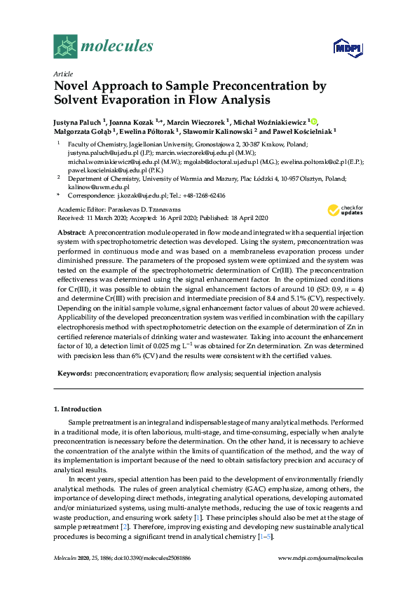 (PDF) Novel Approach to Sample Preconcentration by Solvent Evaporation ...