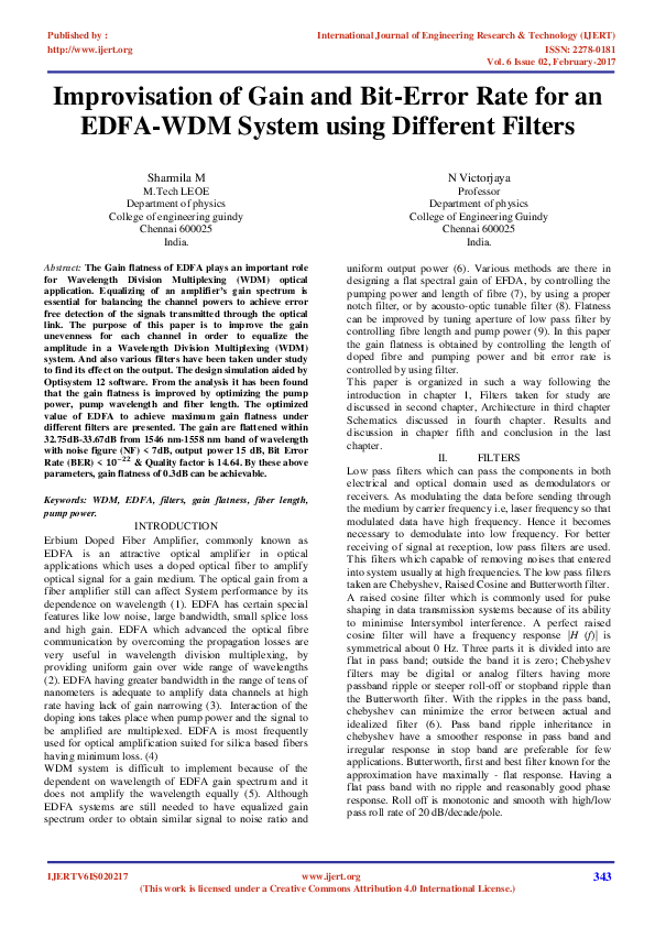 (PDF) Improvisation of Gain and Bit-Error Rate for an EDFA-WDM System ...