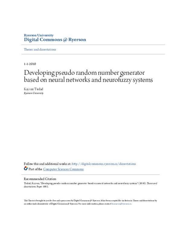 (PDF) Developing pseudo random number generator based on neural ...